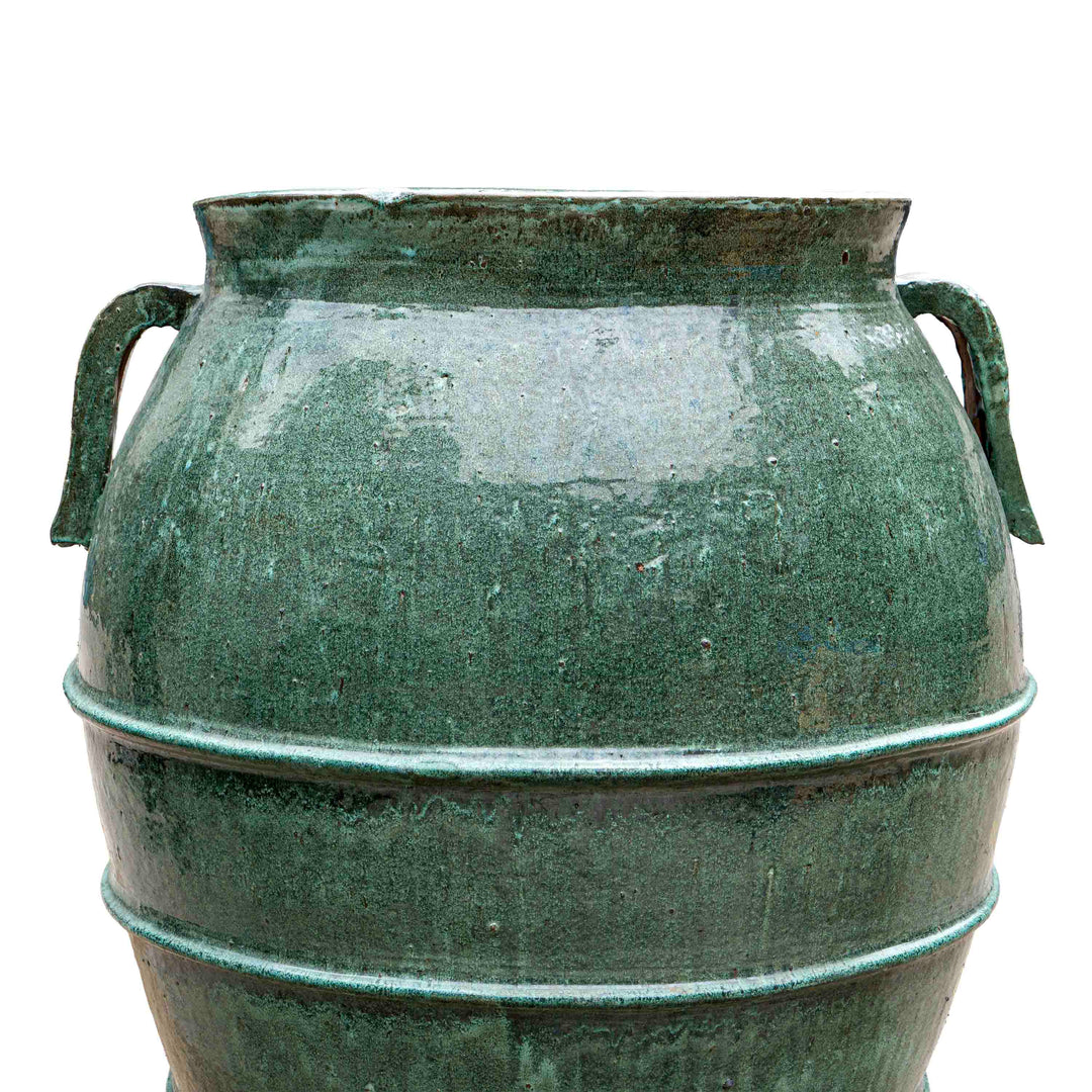 Spiral Glazed Ceramic Pot Green