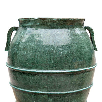 Spiral Glazed Ceramic Pot Green