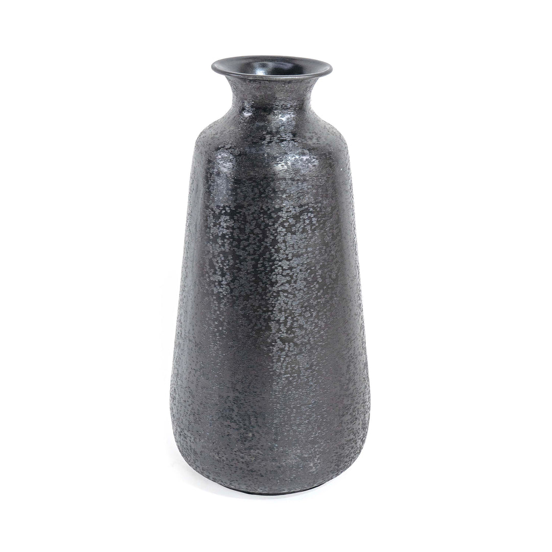 Tall metal vase with small mouth