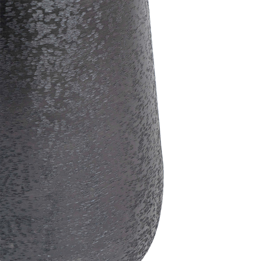 Tall metal vase with small mouth