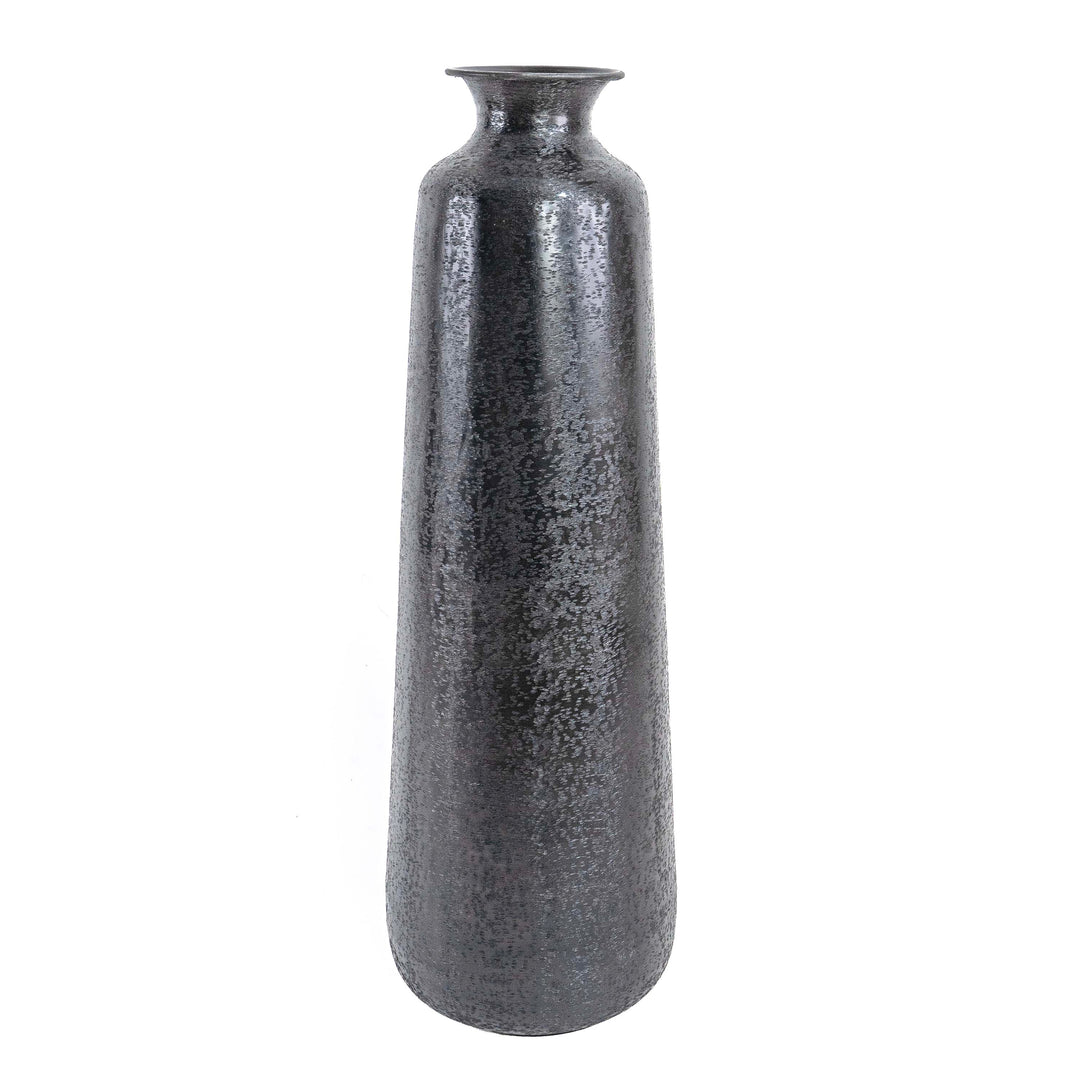 Tall metal vase with small mouth