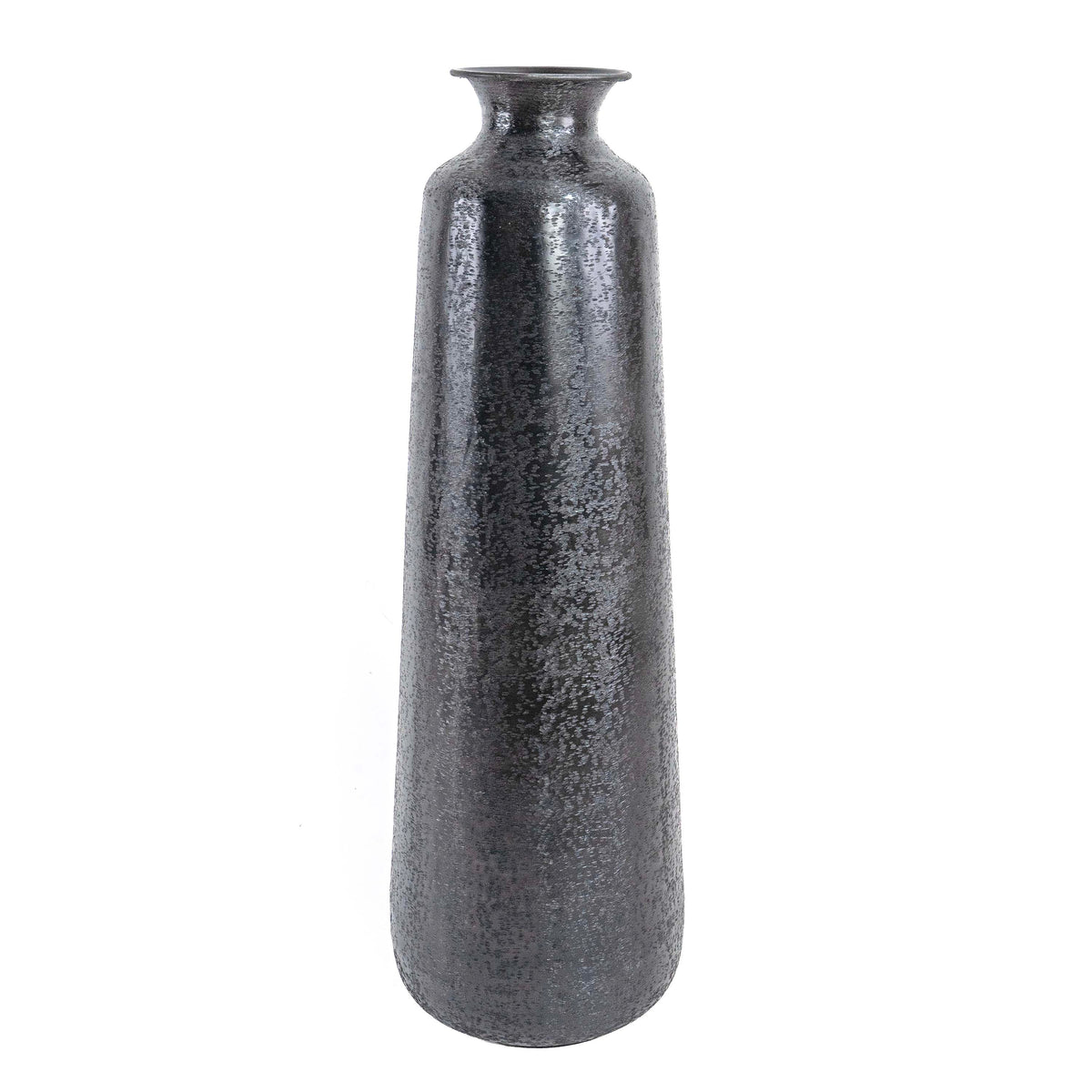 Tall metal vase with small mouth