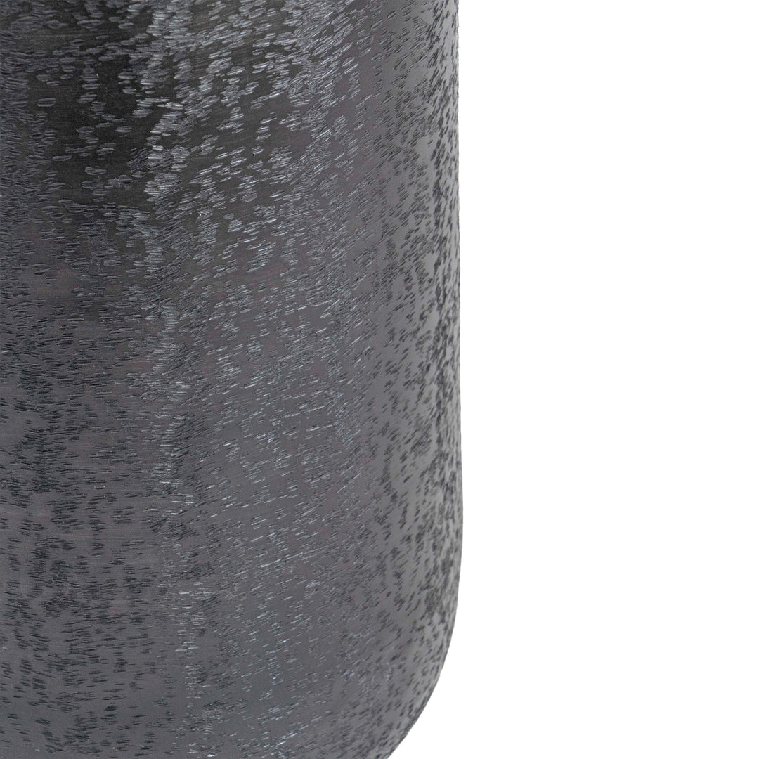 Tall metal vase with small mouth