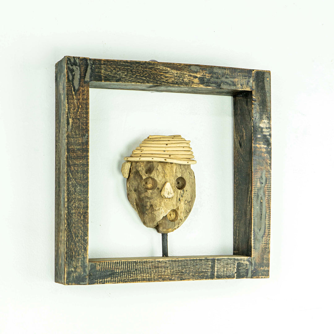 Handcrafted Wooden Face Decor With Frame