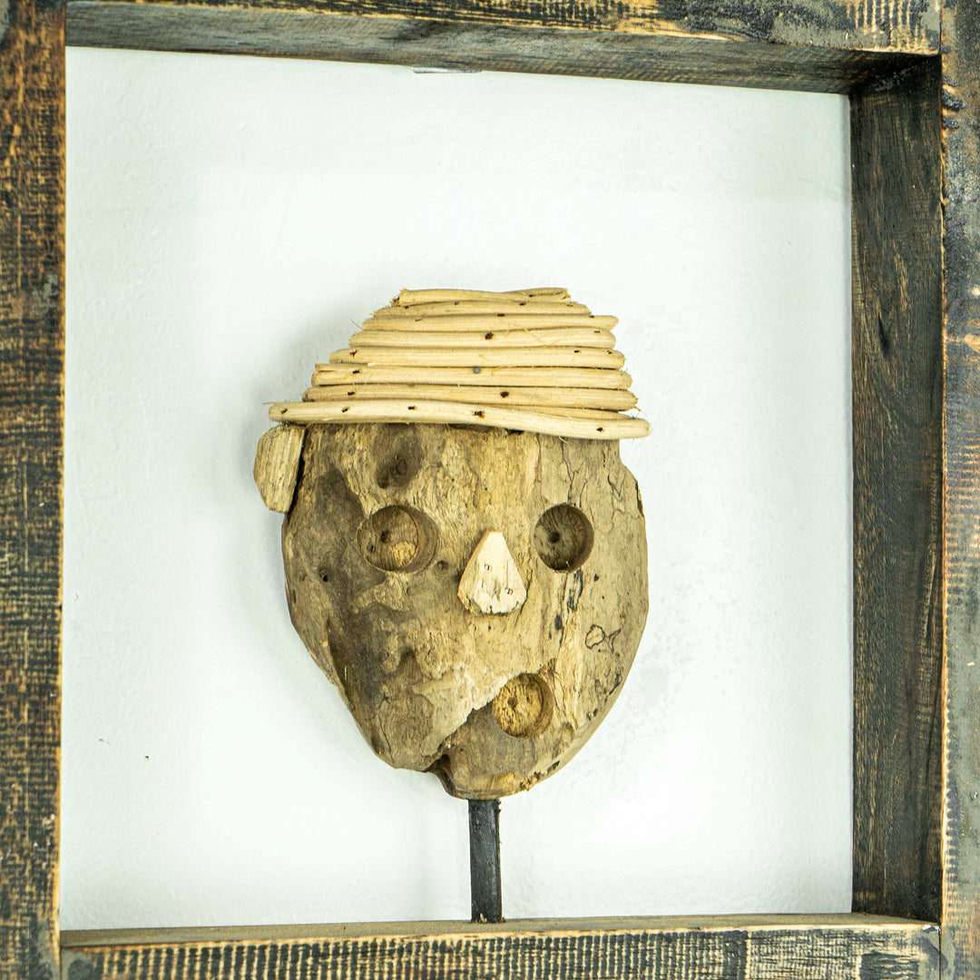 Handcrafted Wooden Face Decor With Frame