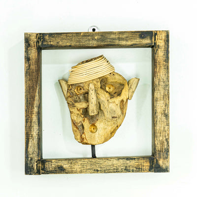 Handcrafted Wooden Wide Face Decor With Frame