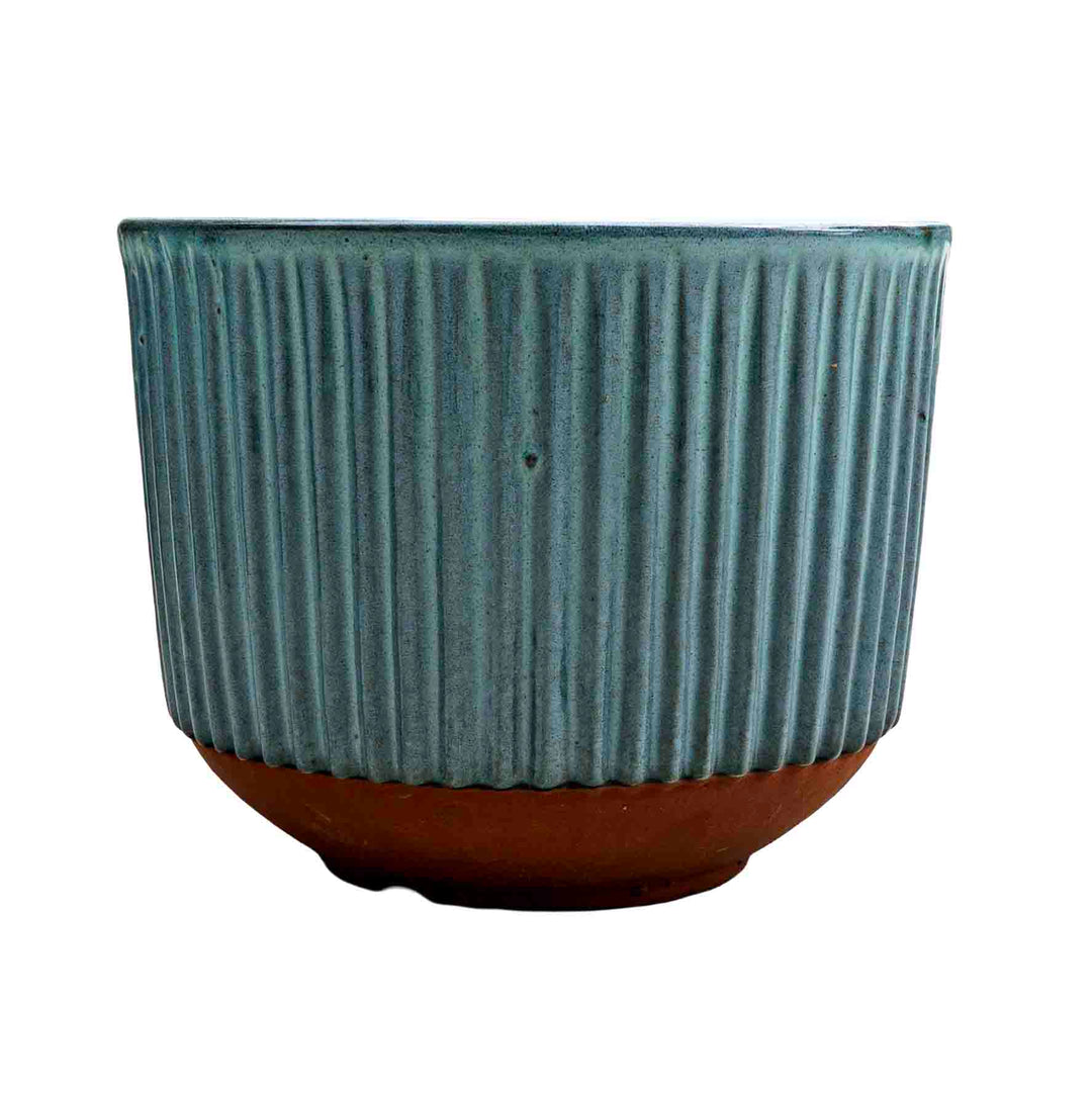 Patterned Blue Ceramic Pot