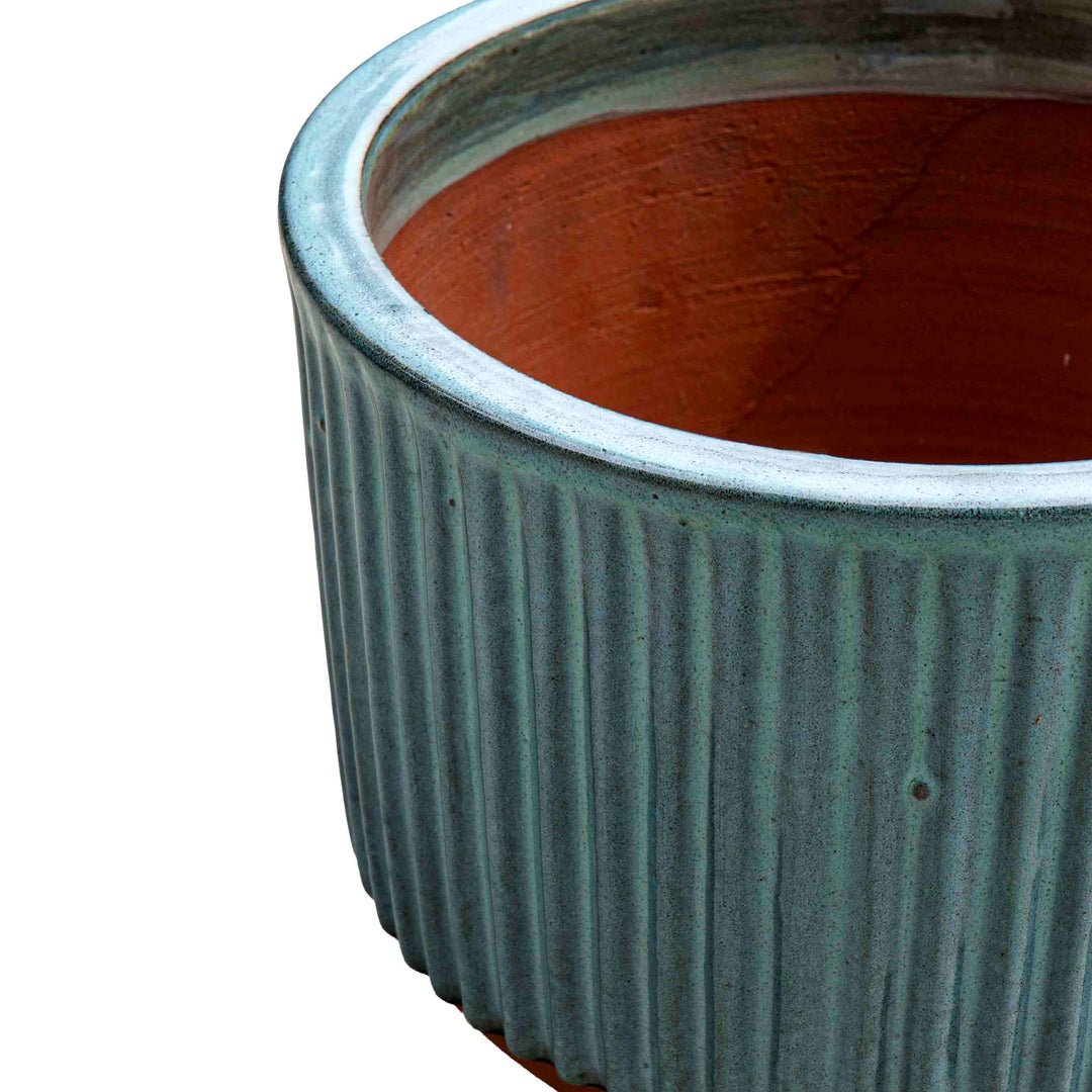 Patterned Blue Ceramic Pot