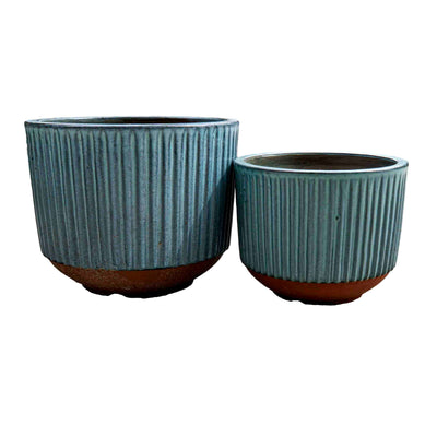Patterned Blue Ceramic Pot