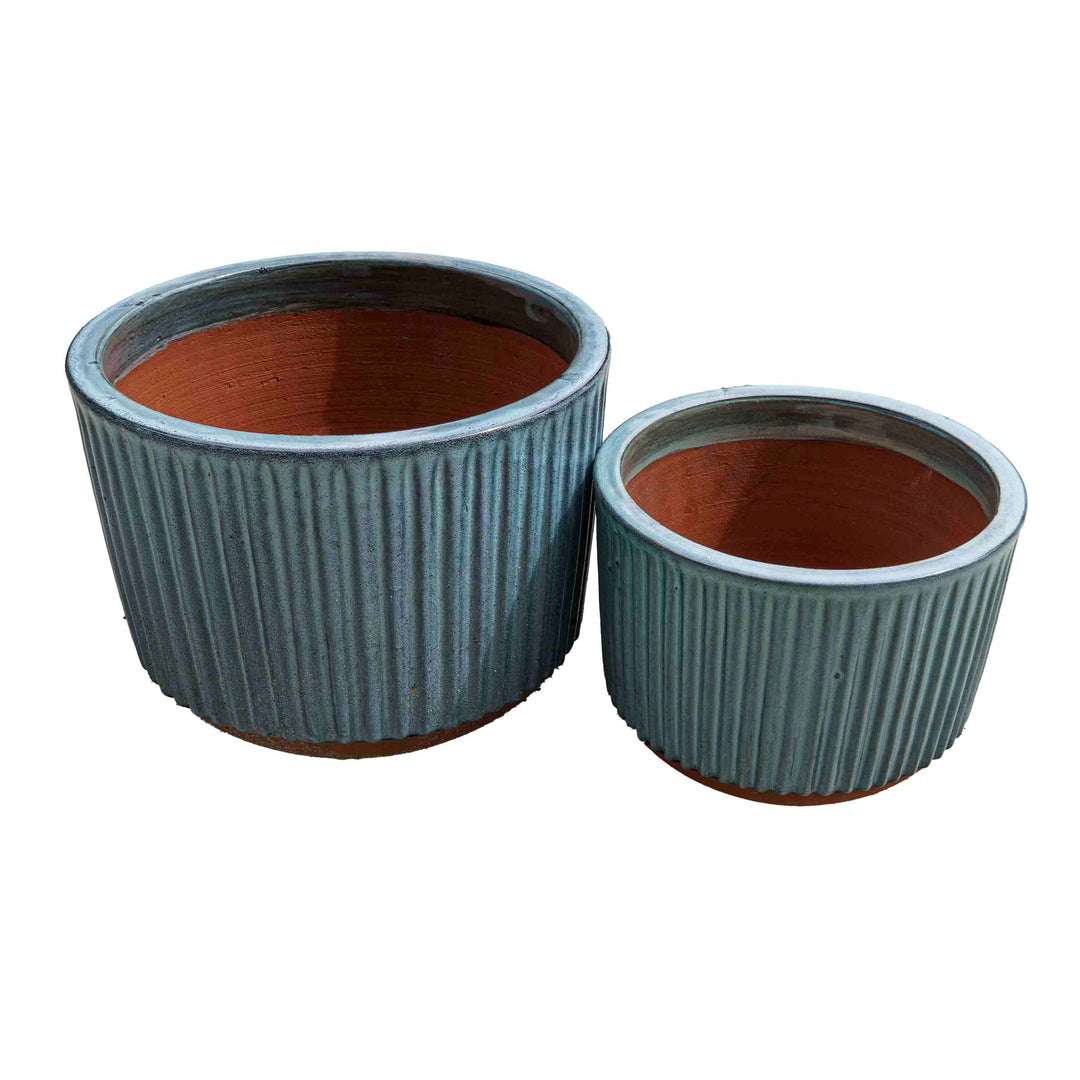 Patterned Blue Ceramic Pot