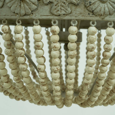 4 Light Wooden Beaded Chandelier