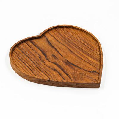 Yarah Teak Wood Heart Shaped Plate