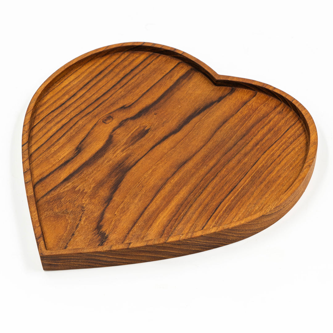 Yarah Teak Wood Heart Shaped Plate