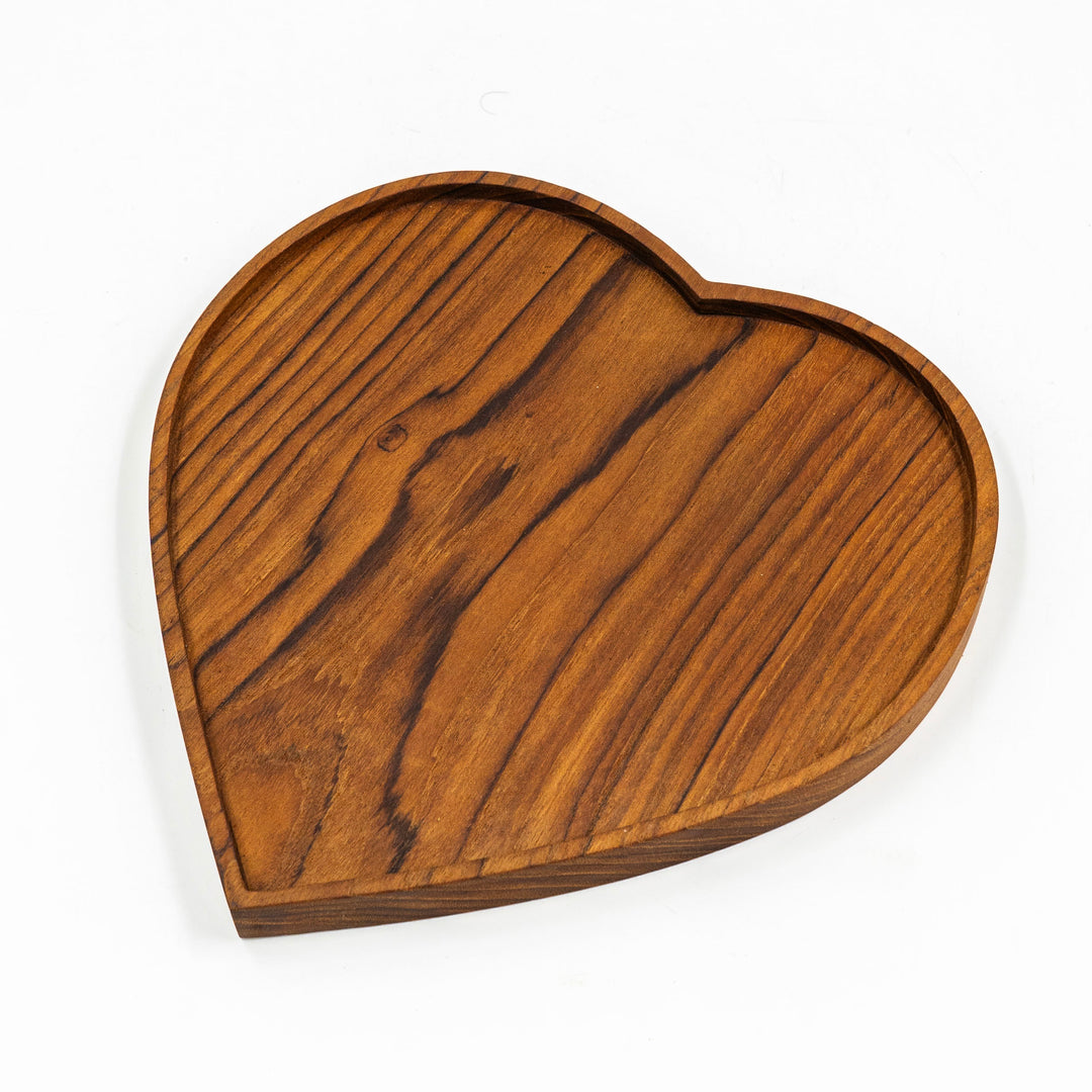 Yarah Teak Wood Heart Shaped Plate