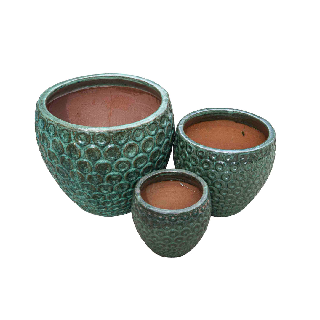 Seagreen Textured Ceramic Pot