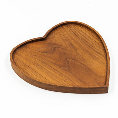 Yarah Teak Wood Heart Shaped Plate