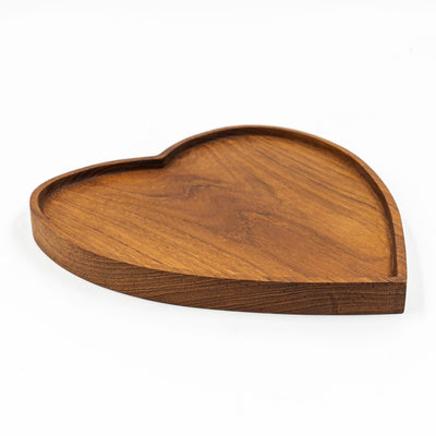 Yarah Teak Wood Heart Shaped Plate