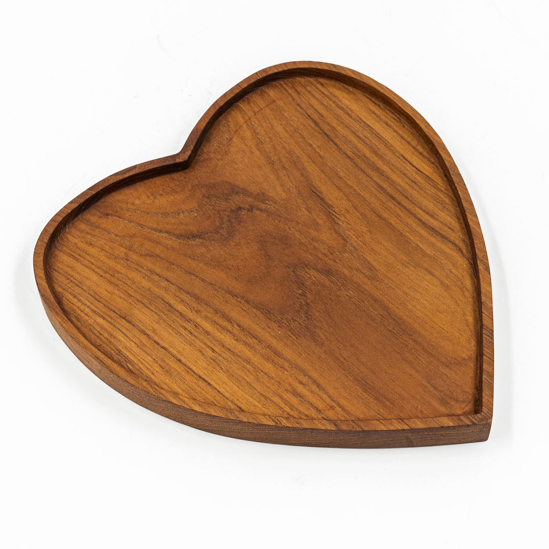 Yarah Teak Wood Heart Shaped Plate