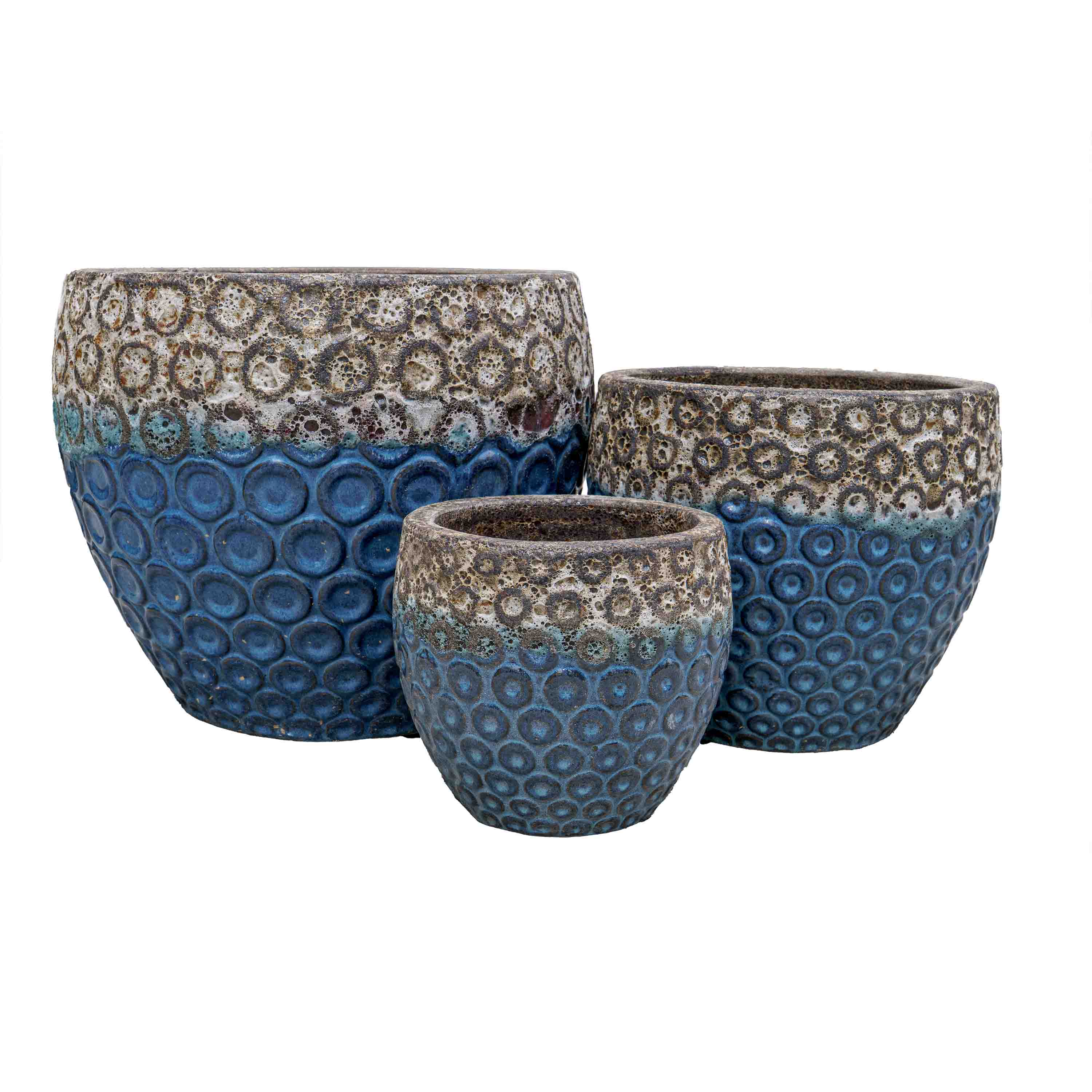 Blue Textured Ceramic Pot
