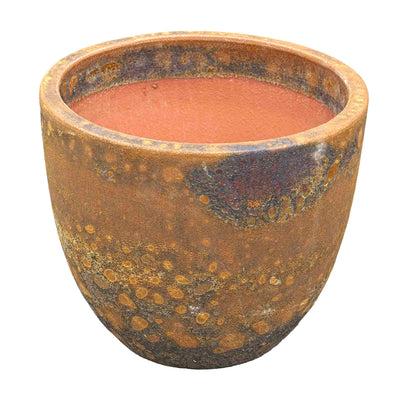 Earthy Brown Textured Ceramic Pot