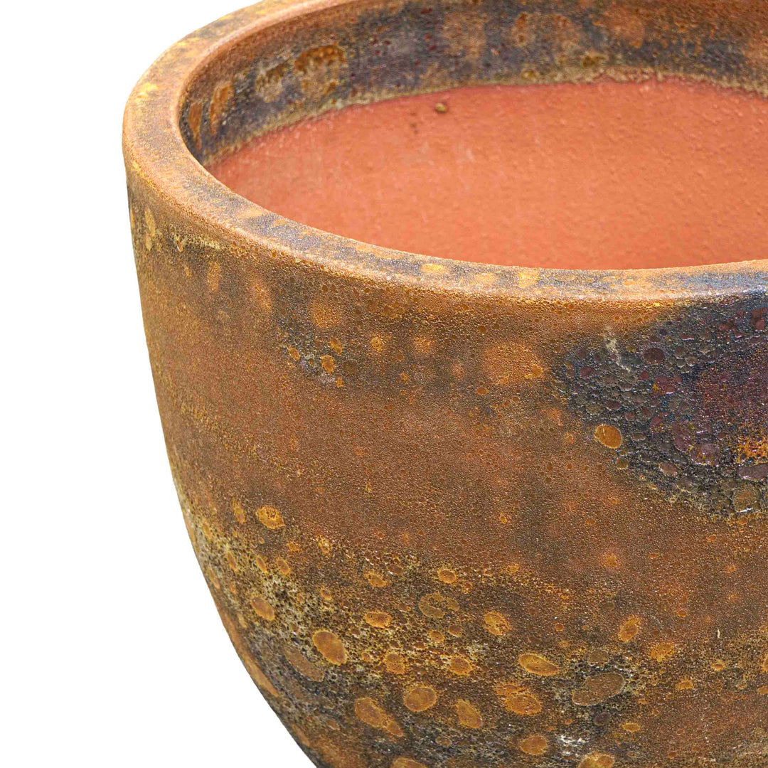 Earthy Brown Textured Ceramic Pot