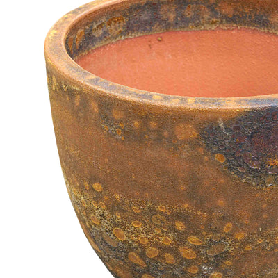 Earthy Brown Textured Ceramic Pot