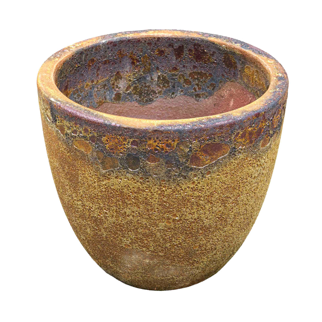 Earthy Brown Textured Ceramic Pot