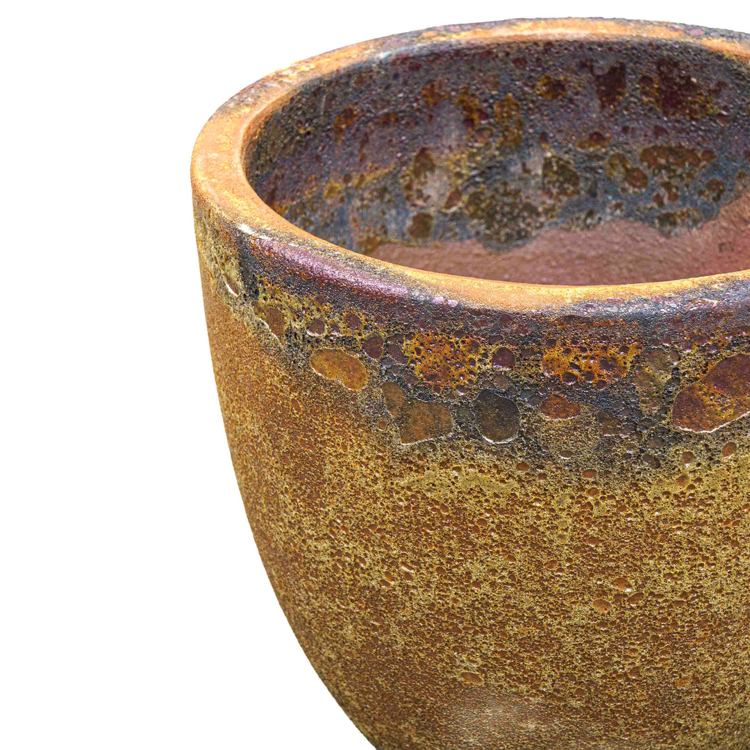 Earthy Brown Textured Ceramic Pot
