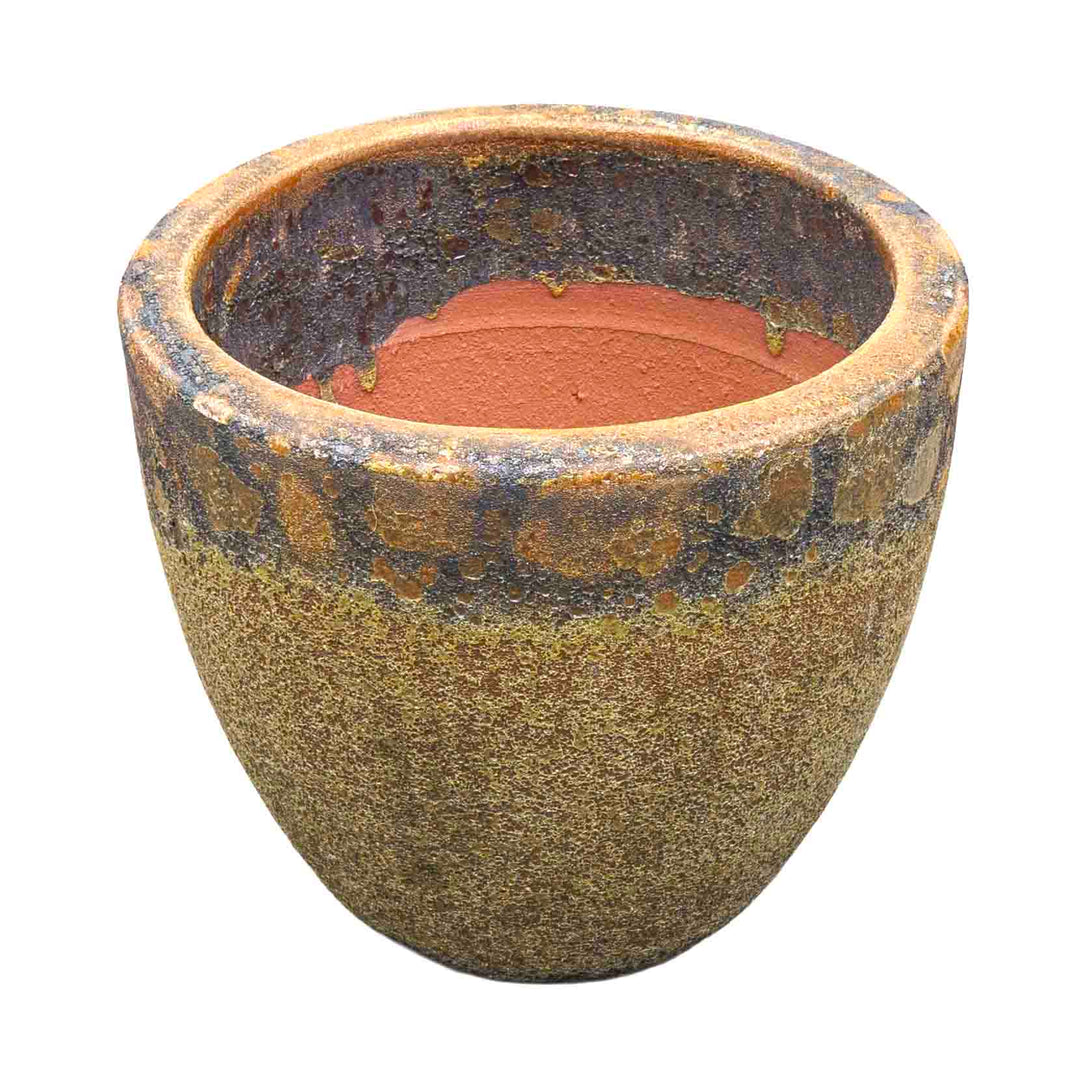 Earthy Brown Textured Ceramic Pot