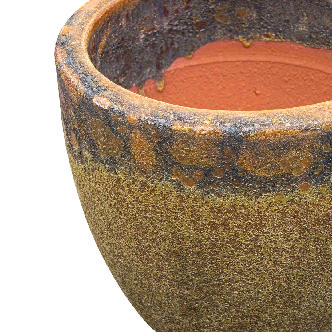 Earthy Brown Textured Ceramic Pot