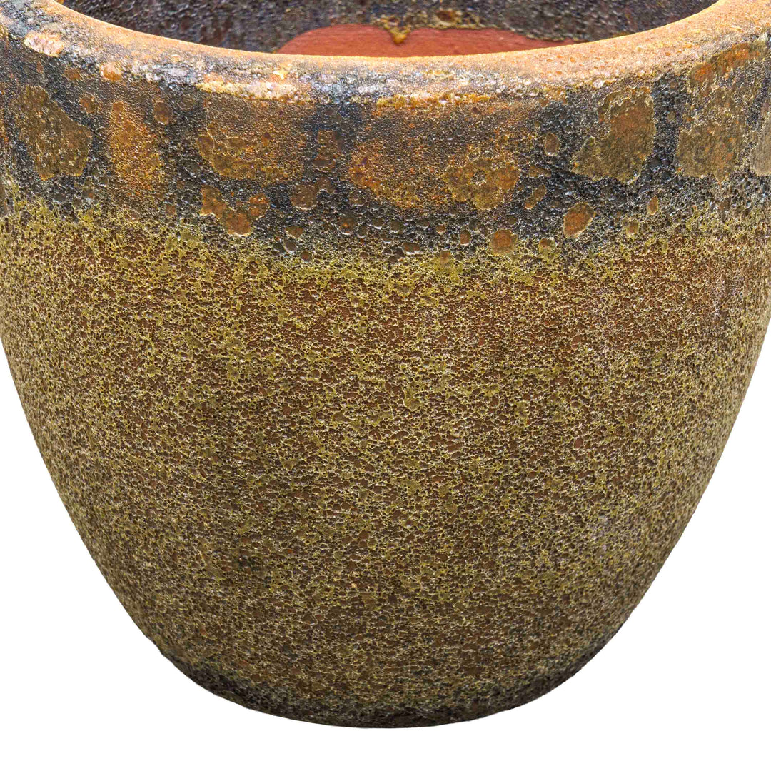 Earthy Brown Textured Ceramic Pot