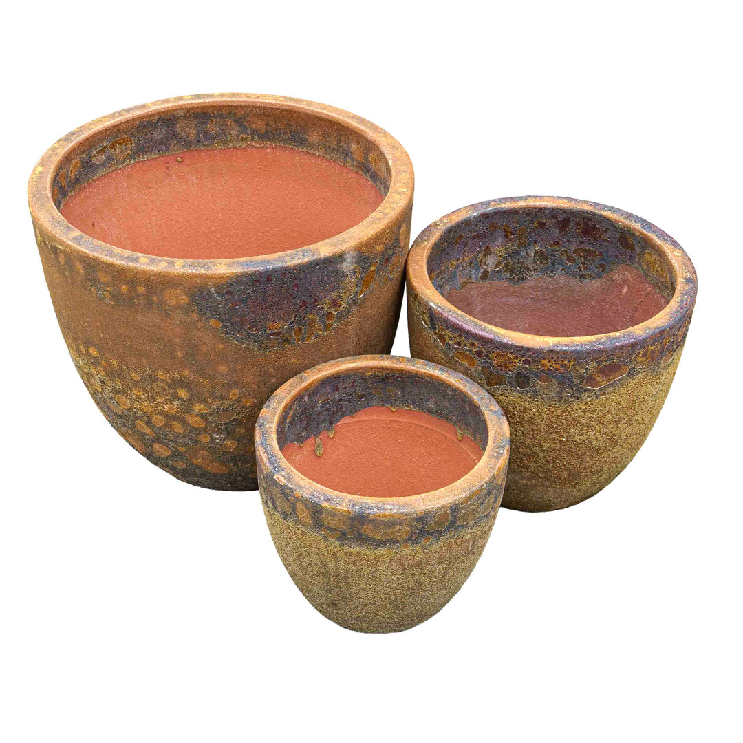 Earthy Brown Textured Ceramic Pot