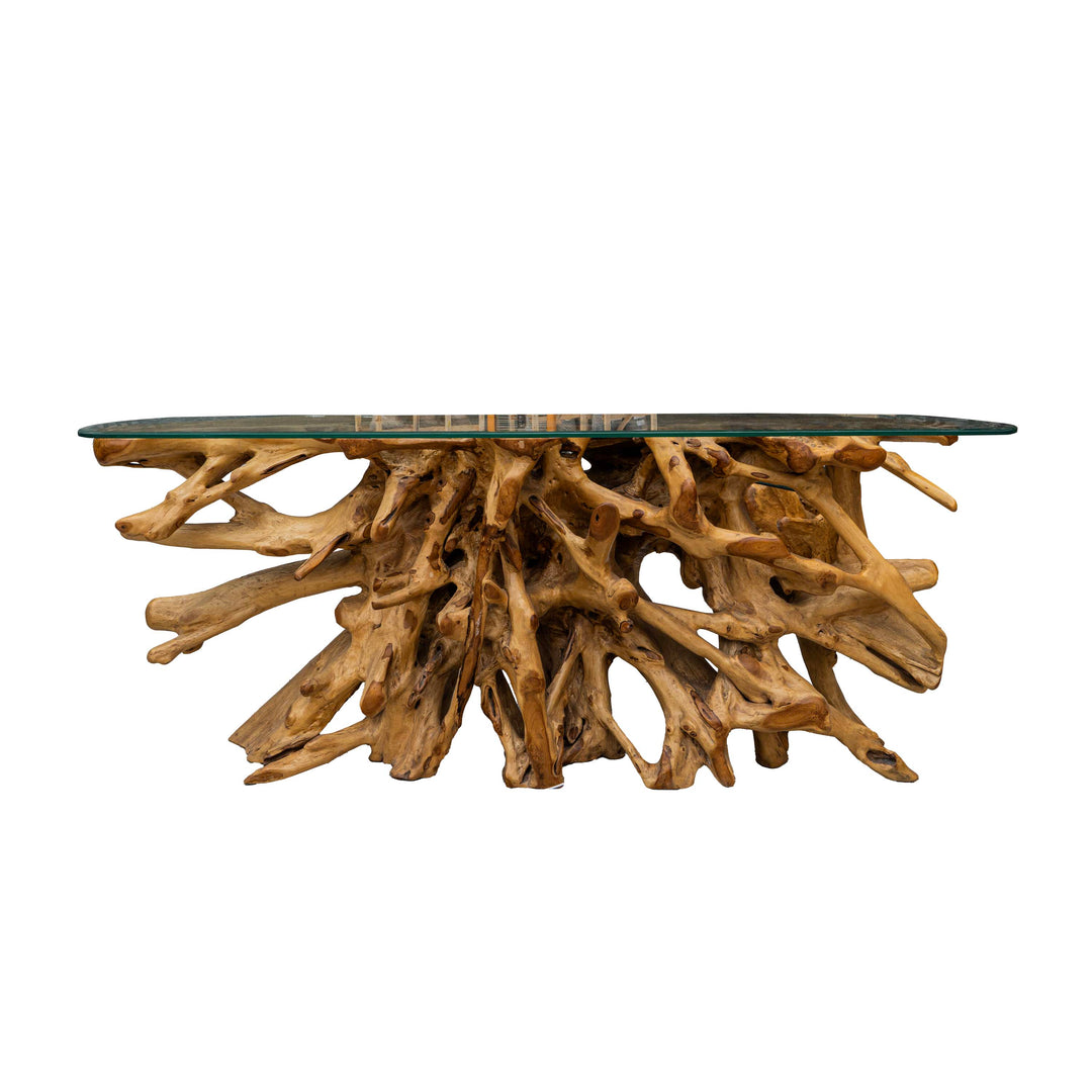 Ahvi Console Table With Segmented Glass Top - 6 Feet