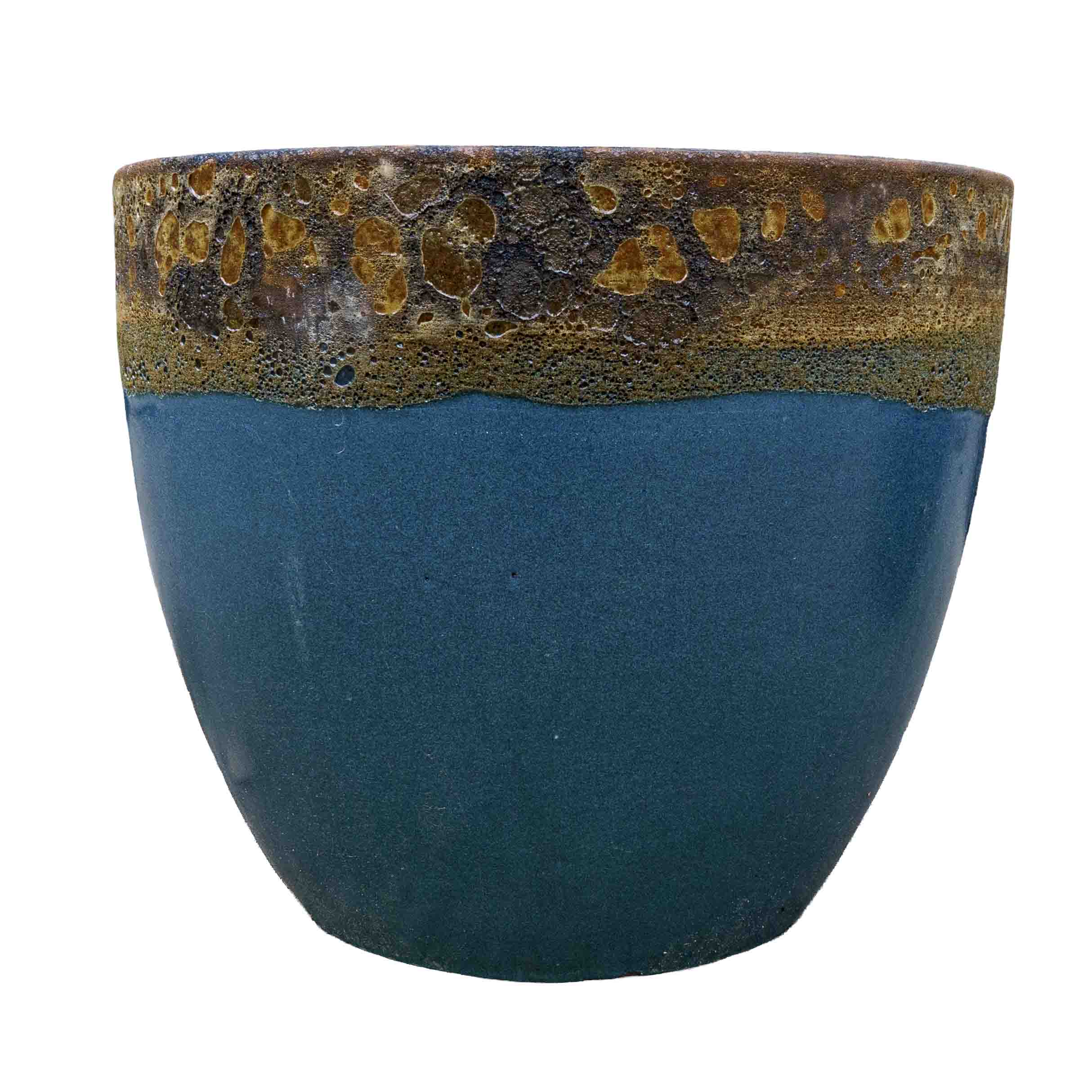 Textured Blue Ceramic Pot