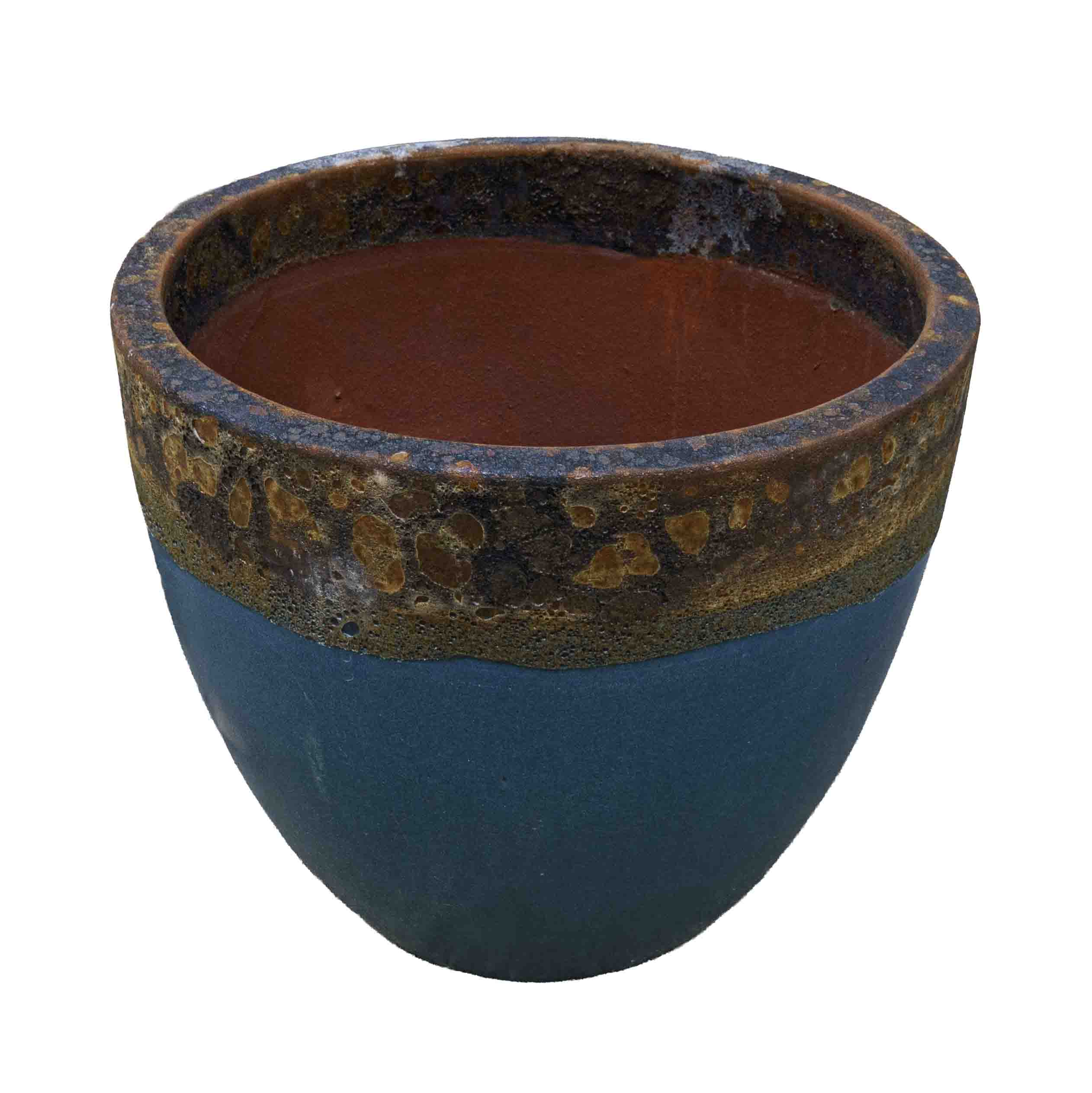 Textured Blue Ceramic Pot