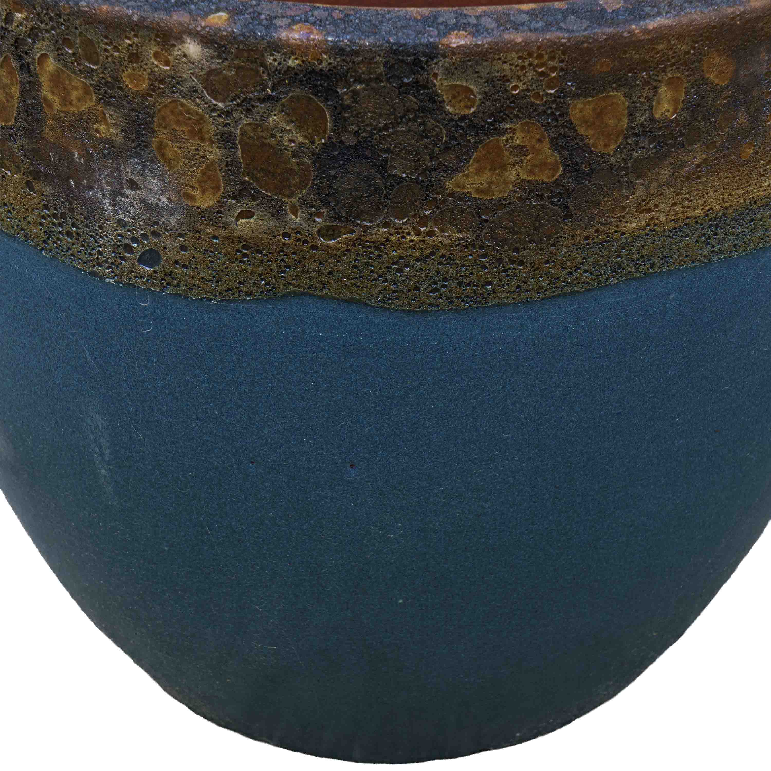 Textured Blue Ceramic Pot