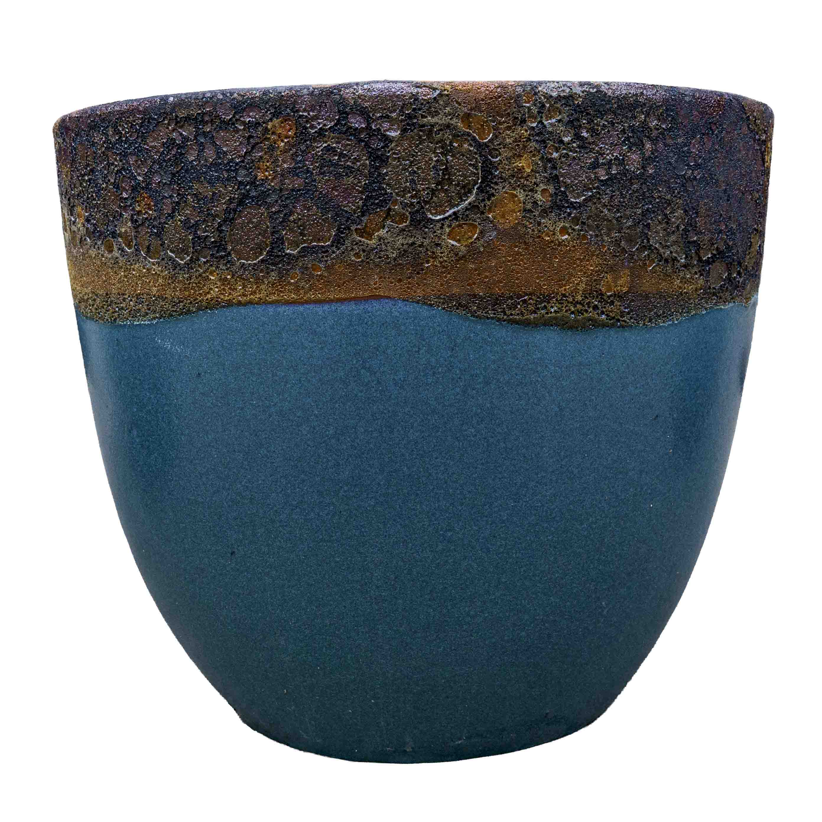 Textured Blue Ceramic Pot