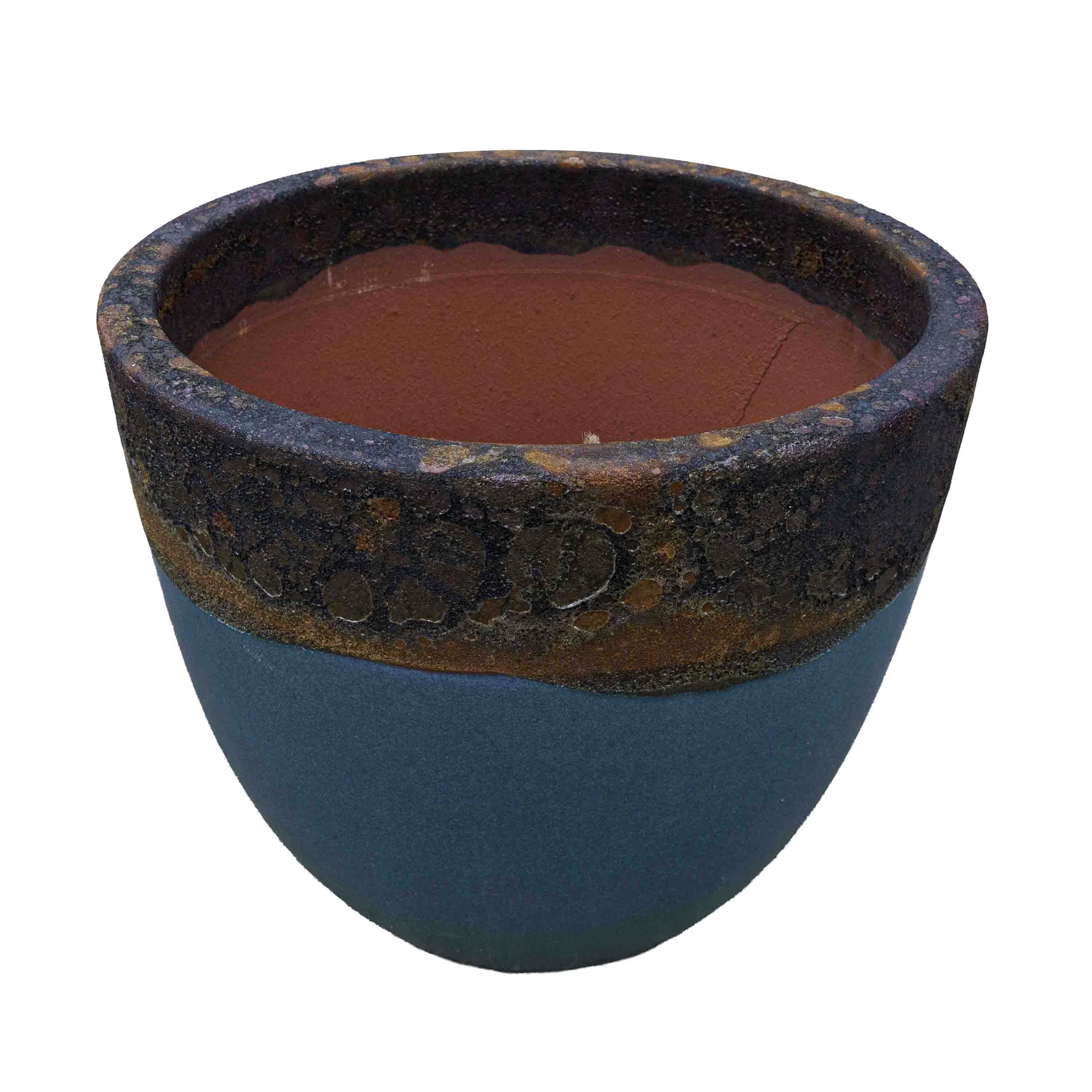 Textured Blue Ceramic Pot