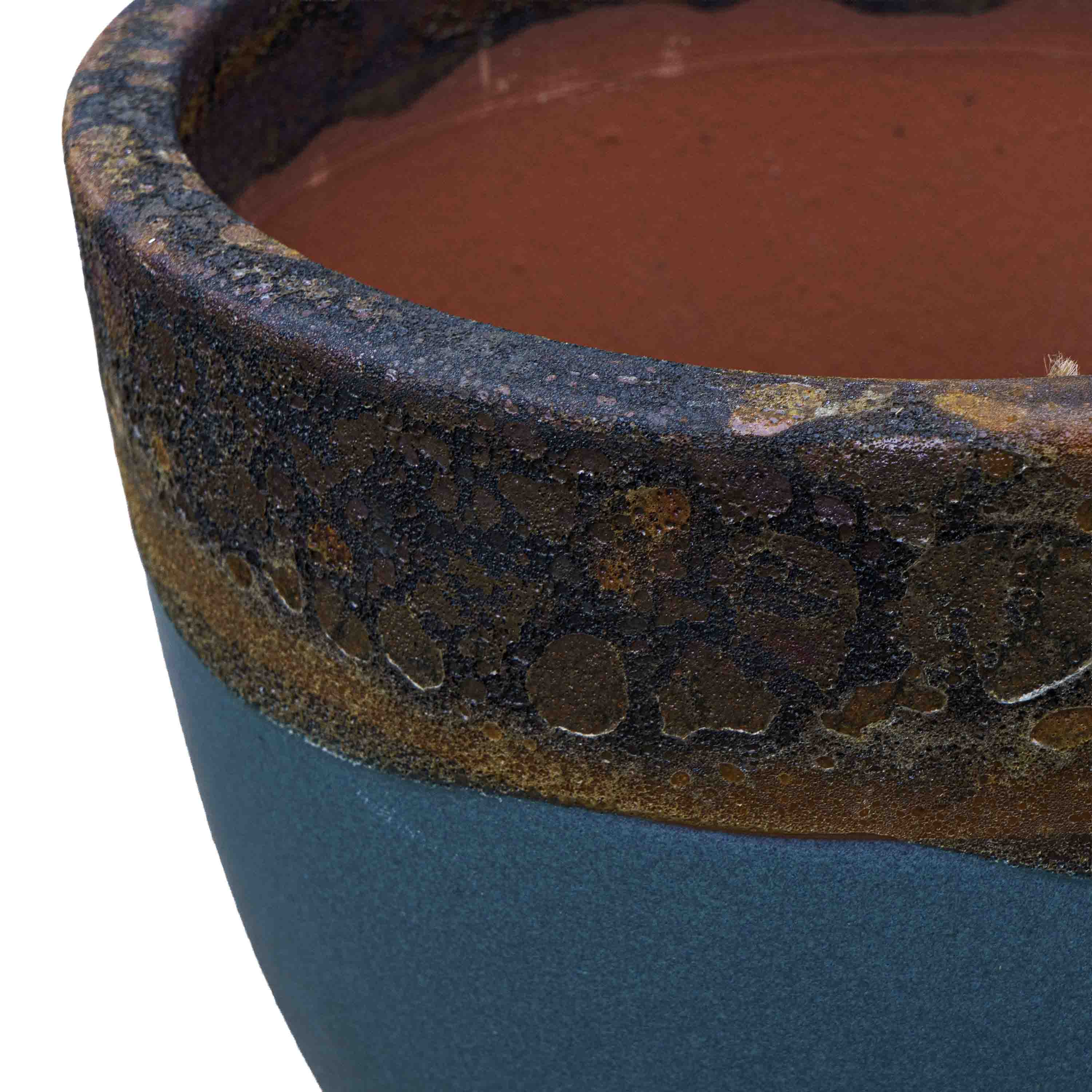 Textured Blue Ceramic Pot