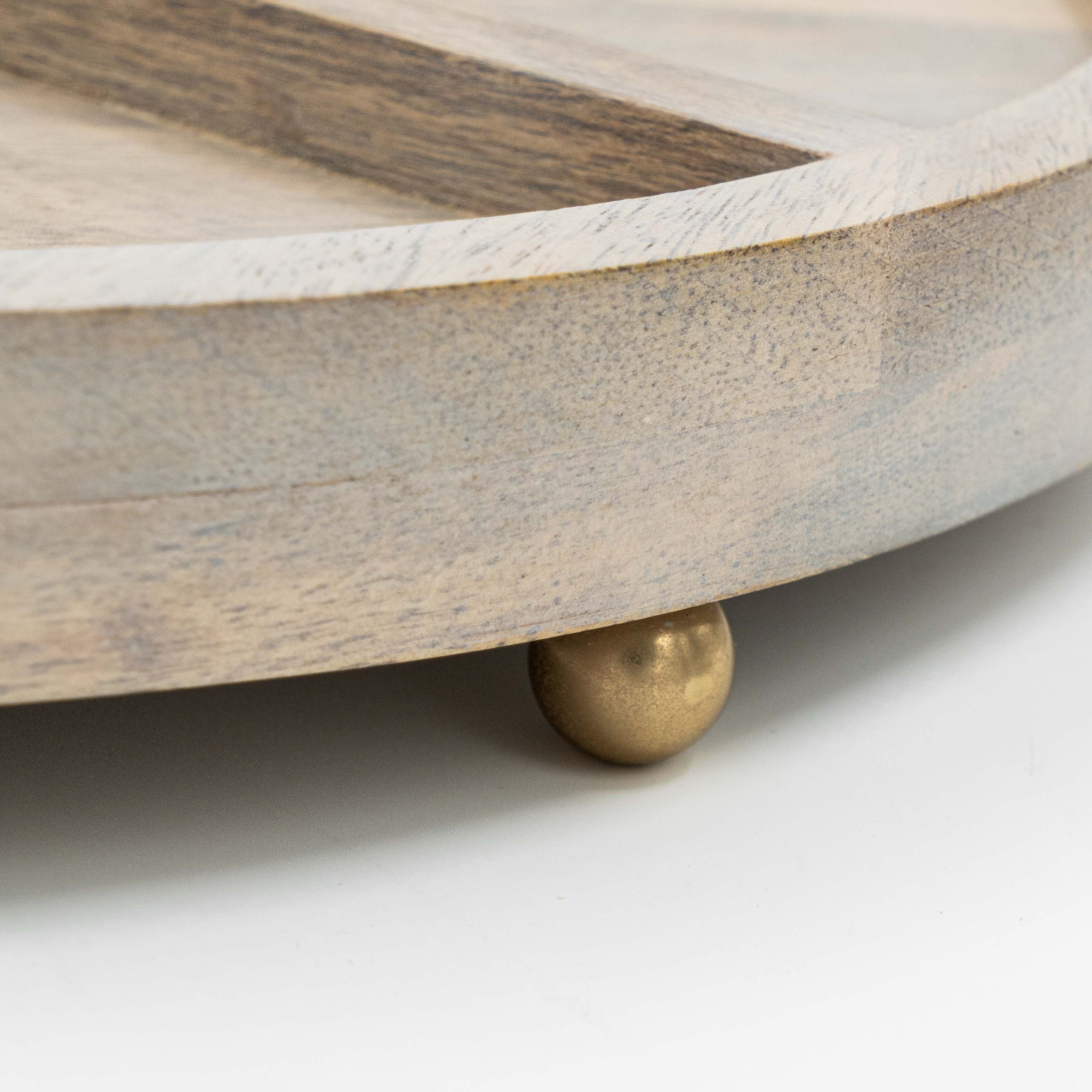 Segmented Glass Bowl With Wooden Serving Tray