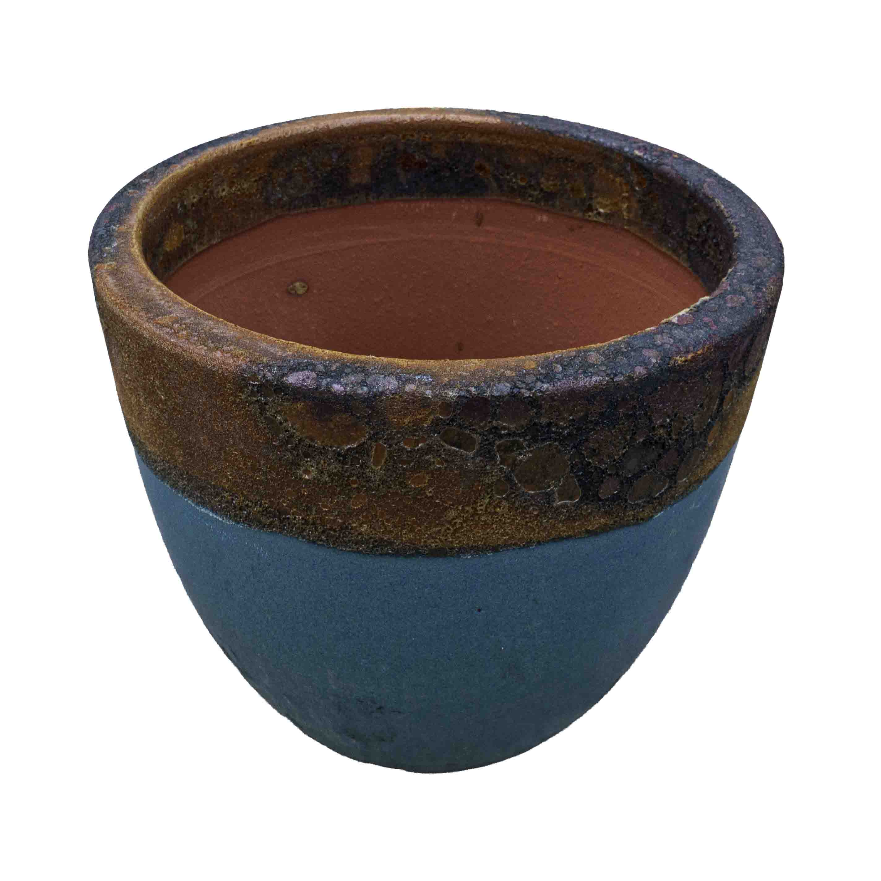 Textured Blue Ceramic Pot