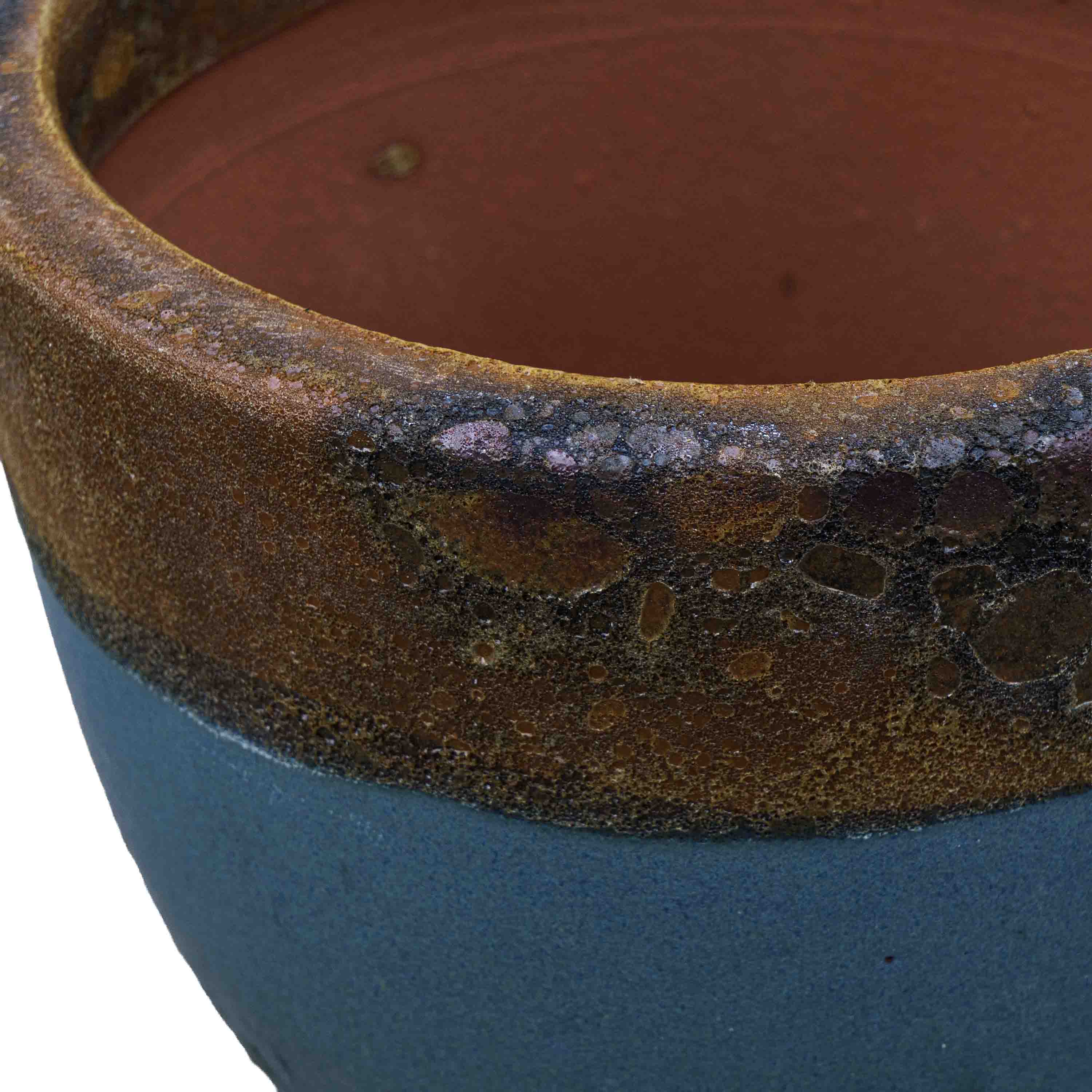 Textured Blue Ceramic Pot
