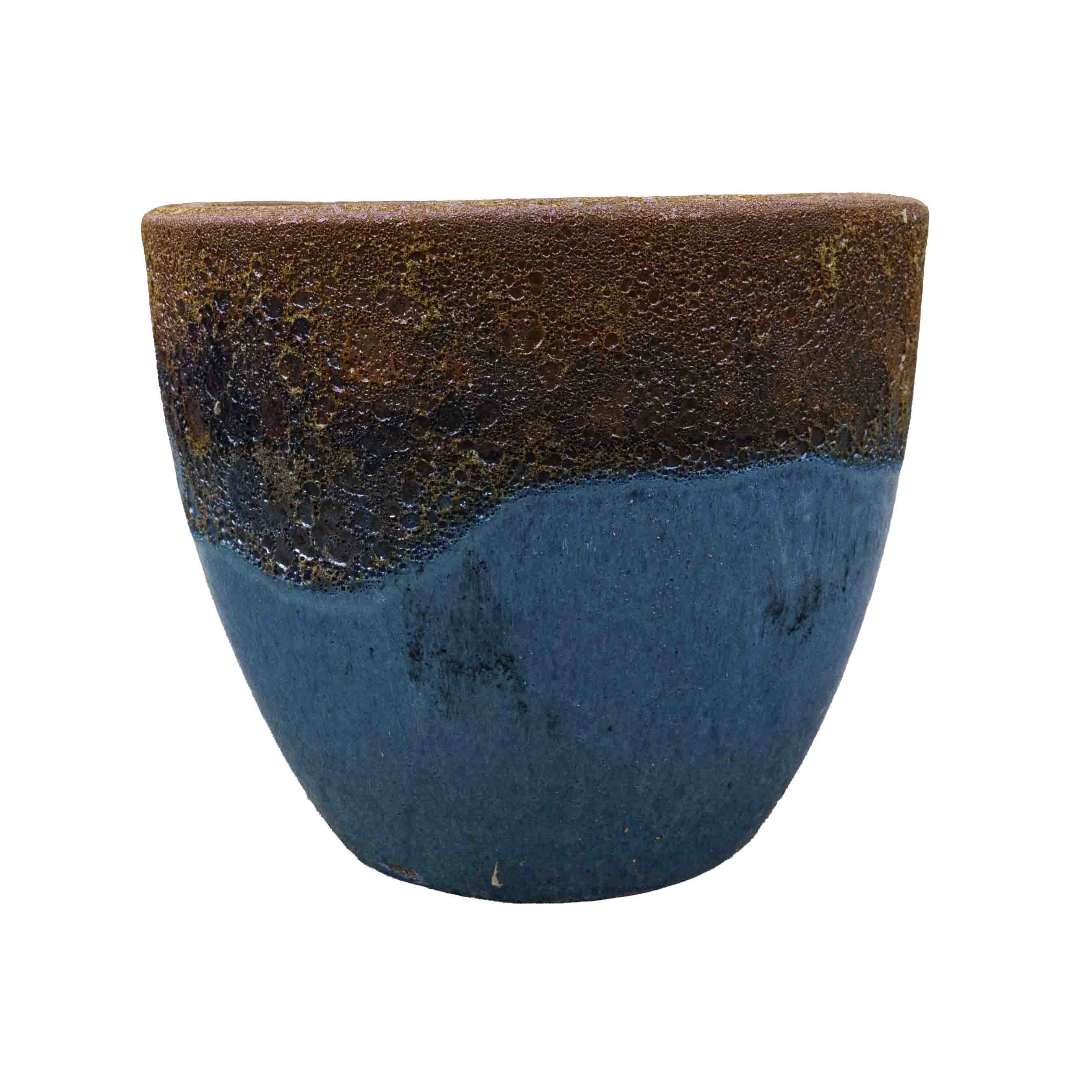 Textured Blue Ceramic Pot