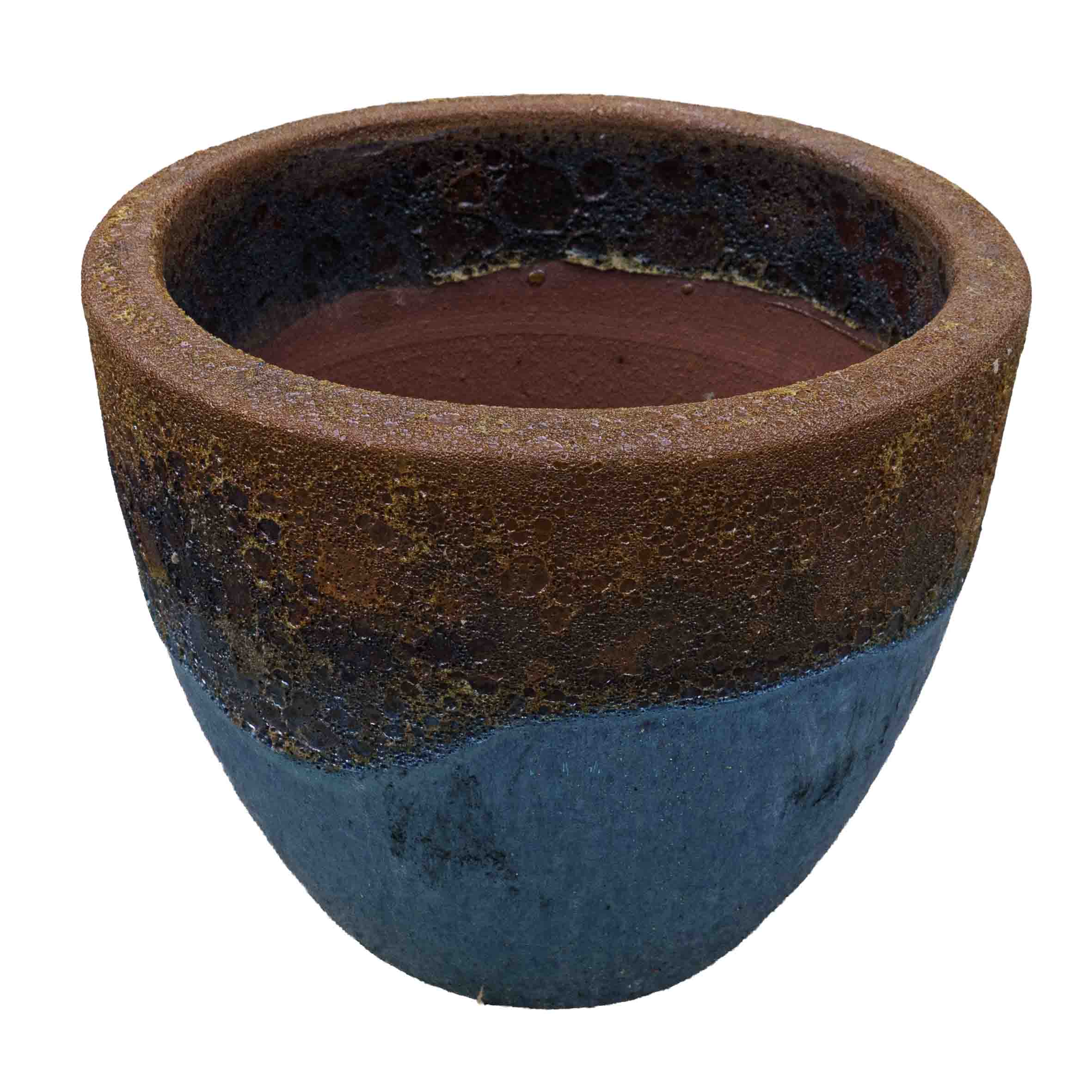 Textured Blue Ceramic Pot