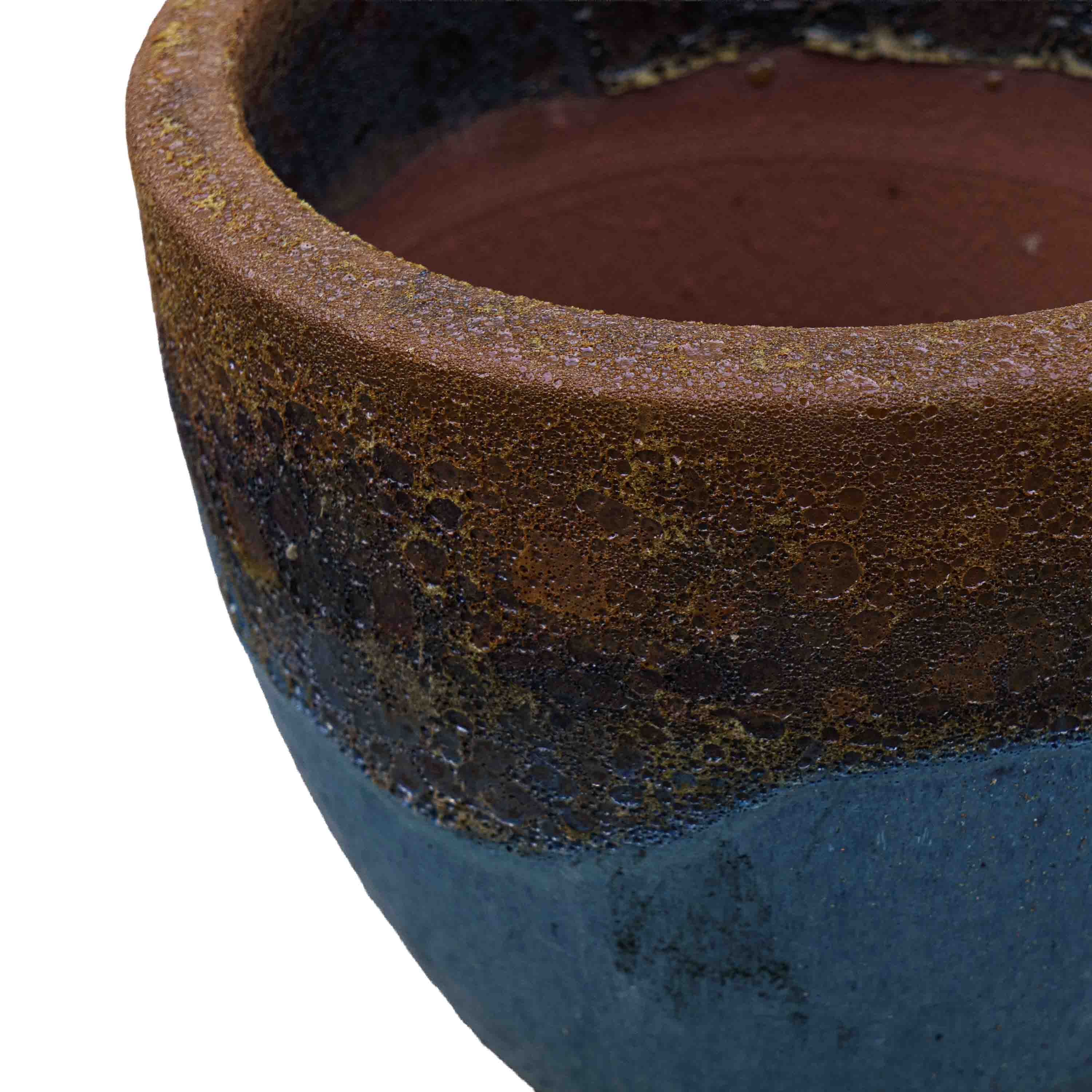Textured Blue Ceramic Pot