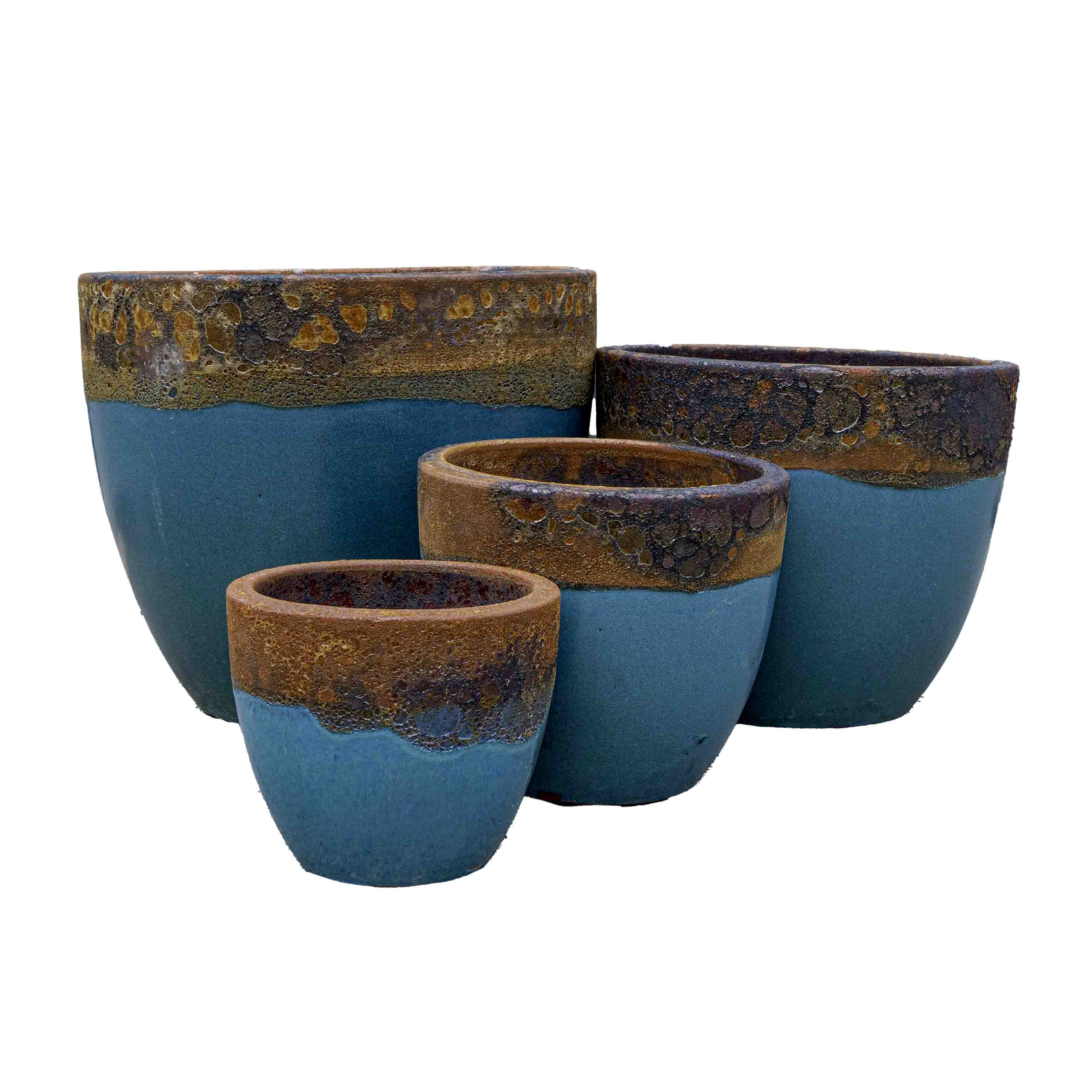 Textured Blue Ceramic Pot