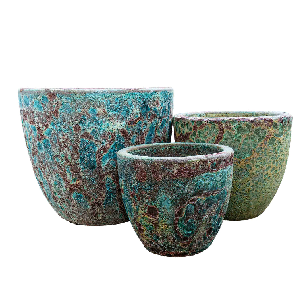 Coral Green Bubbled Ceramic Pot