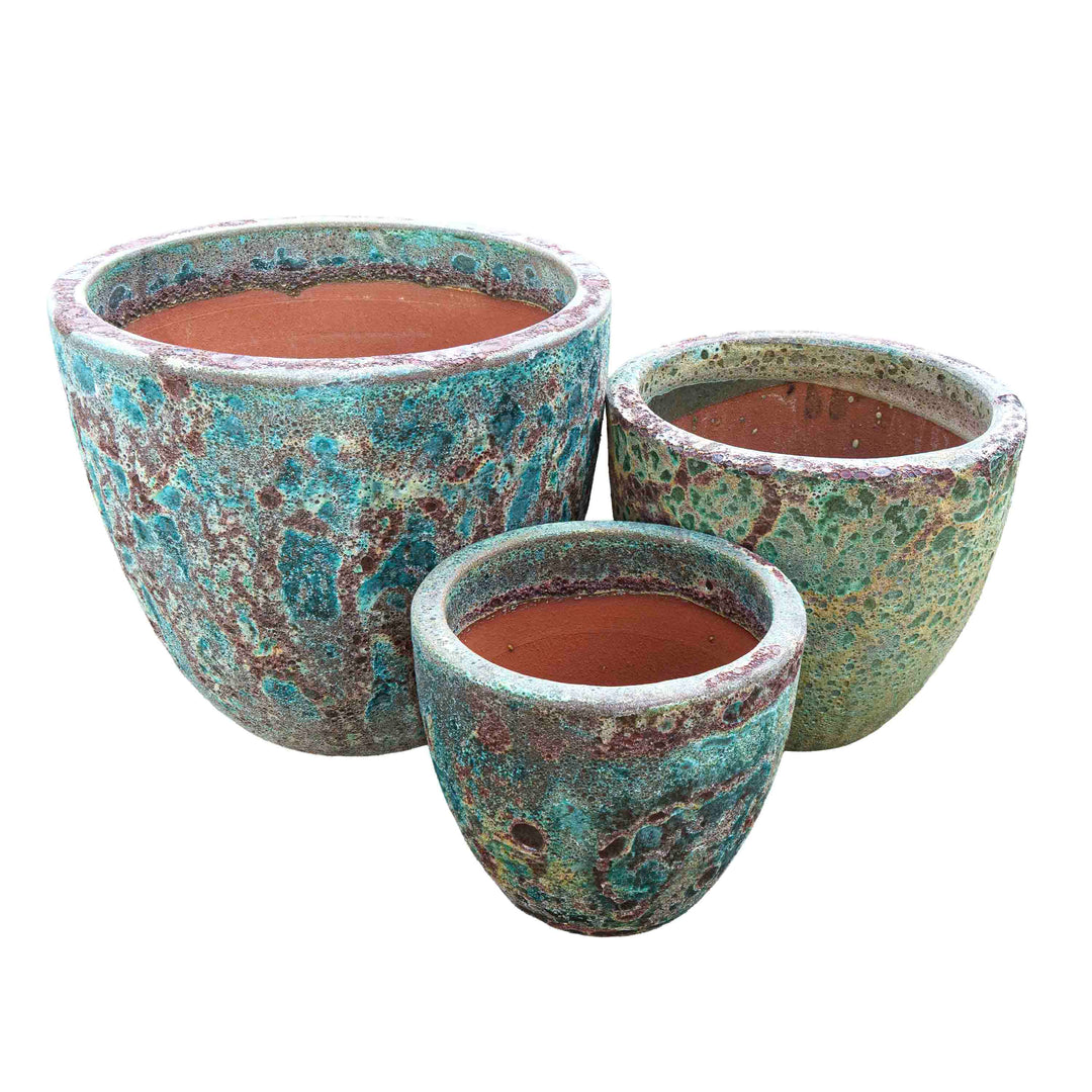 Coral Green Bubbled Ceramic Pot