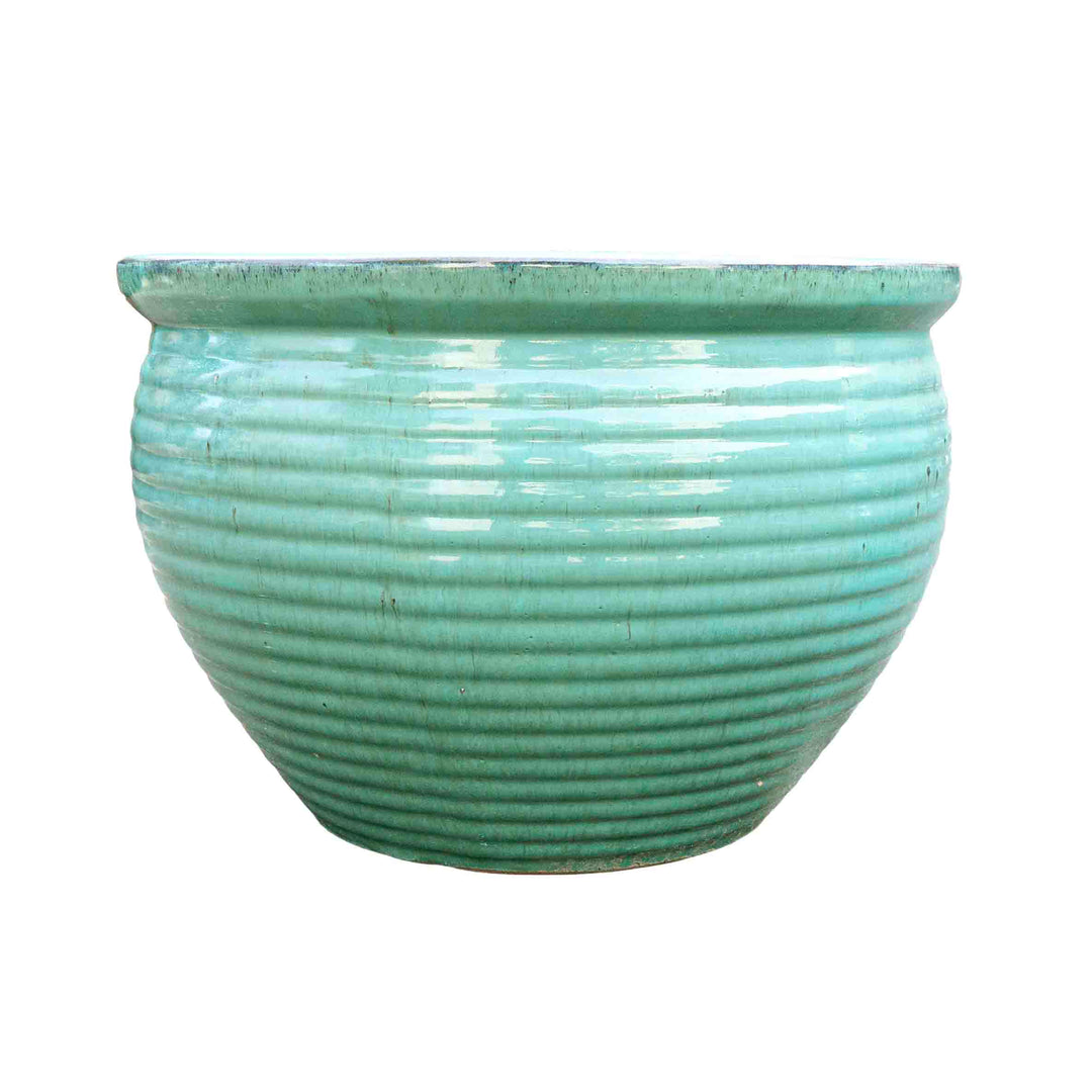 Wide Sea Green Ceramic Pot