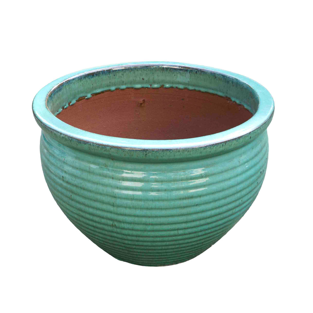 Wide Sea Green Ceramic Pot